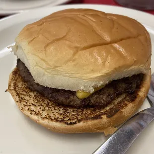 Chili cheese burger, with the chili on the side.