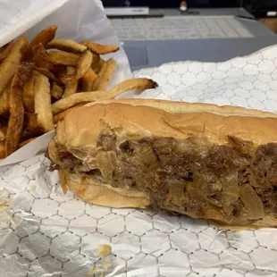 Philly cheese steak and fries