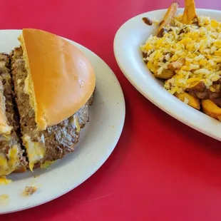 Sausage burger abs chili cheese fries