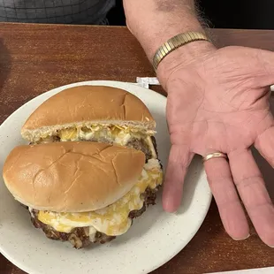 1/5 lb Sausage Cheeseburger is the size of my hubby's hand!!