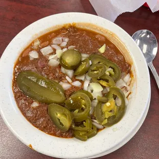 This is their world famous chili. I like lots of jalapenos.