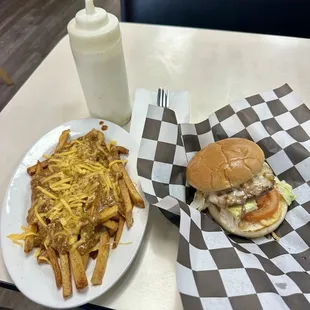 Half order Chili Cheese Fries &amp; Mexi Burger