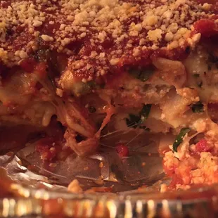 Spinach lasagna cross section