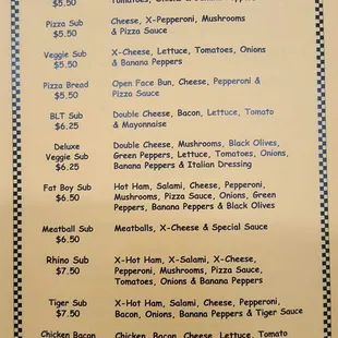 menu