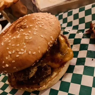Cowboy Burger + Texas Cheese Fries with Brisket &amp; Jalapeños