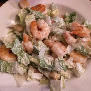 Caesar salad with grilled shrimp