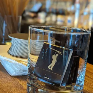 a glass of water on a table