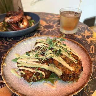 Roasted Corn &amp; Zucchini Cakes - Vegan