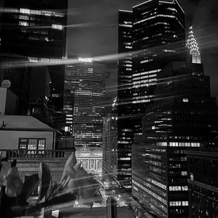 a view of a city at night