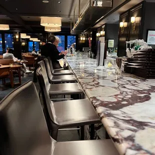 Seat at the end of the bar.