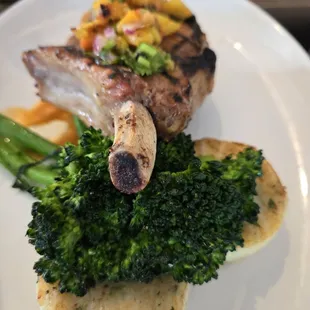 Pork chop to the next level! Charred peaches for the win.