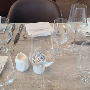 Odd set of glasses that I noticed while I waited and waited for our waiter.