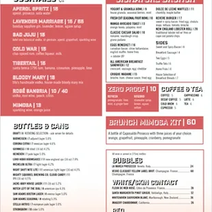 Brunch menu