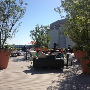 people relaxing on the patio