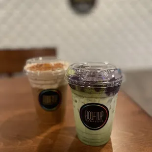 Matcha Latte with Ube Cream