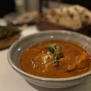 a bowl of soup on a table