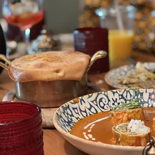 Paneer pinwheel; chicken biryani