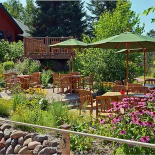 patio area with tables and chairs