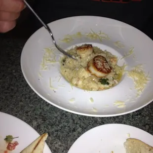Creamy Risotto with Scallops and Sprinkled with Parmigiana Reggiano
