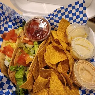 Taco basket with chips and cheese