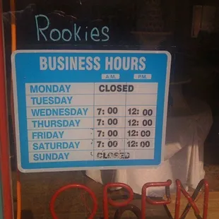 Business hours... Or lack of them