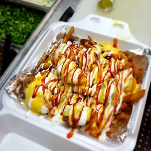 a tray of food on a table