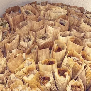 a pan full of tamales