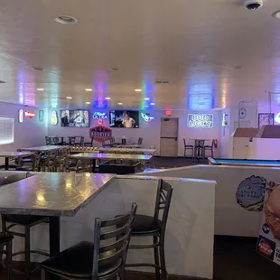  restaurant with a pool table and pool tables