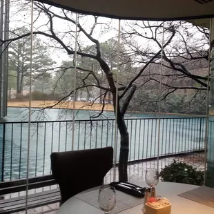 View looking out at the lake from the first table in Rooks. Bet it is beautiful in the spring!