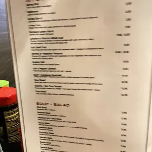 a menu for a restaurant