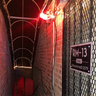 the entrance to a tunnel at night