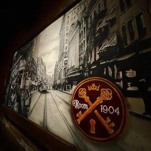 a mural of a city street