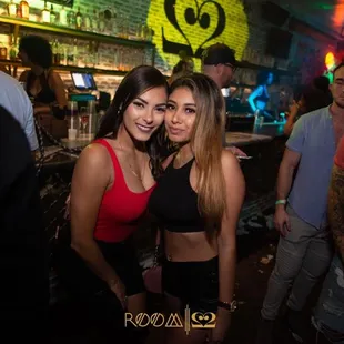 two young women in a nightclub