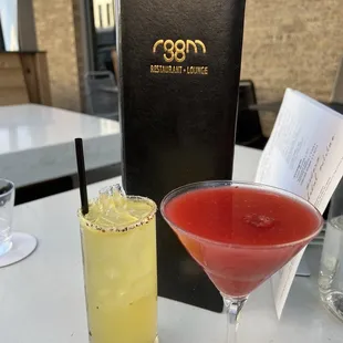 X-rated martini on right and one of the margaritas on the left!