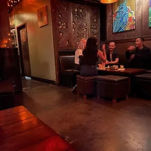 Casual seating area up back.
