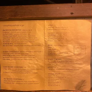 Menu as of 2/7/23