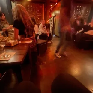 A dancing man was all a blur up the back of the venue. DJ was playing excellent tracks.