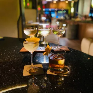 Champagne Flight, French 75, Old Fashioned