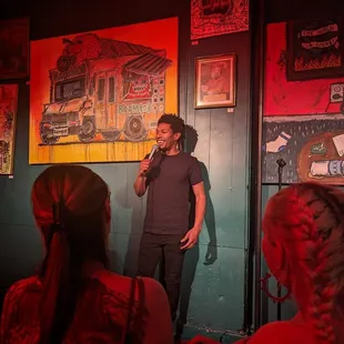 a man speaking into a microphone