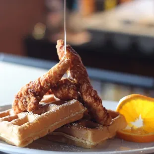 Chicken and Waffles. Brunch every Saturday and Sunday from 9-2P