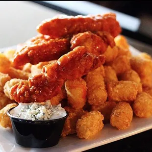 Chicken tenders and tots.