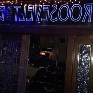 View from the bar on a cozy, drizzly night