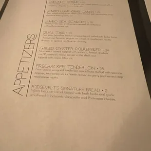 Appetizer Menu