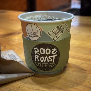 a cup of coffee on a table