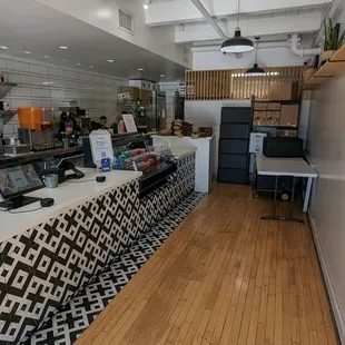 a view of the kitchen from the dining area