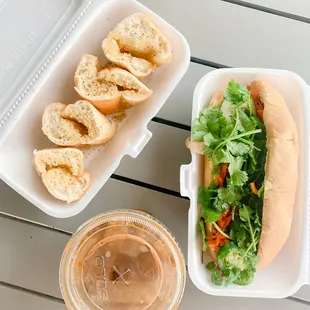 Sous Vide Pork Belly Banh Mi, Garlic Bread, Vietnamese Iced Coffee | IG: @joyyeats