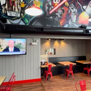 Seating area and mural