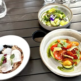 Spicy Tuna Tartare, Heirloom Tomatoes, Tzatziki Salad