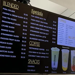 Menu w The Special drinks. They have snacks here 5.21.22