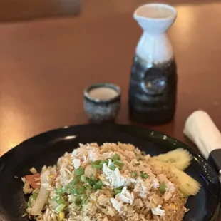 Todays Special::
Crab meat fried rice   
Enjoy with our House Hot Sake